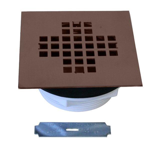 Westbrass 2" Sch 40 PVC Shower Drains W/ 4-1/4" Square Cover in Oil Rubbed Bronze D206PS-12